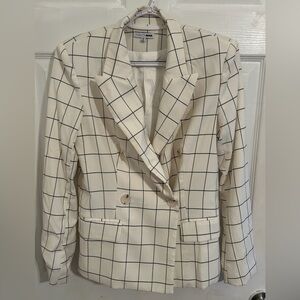 White & Black Slim Fit Checkered Women’s Suit